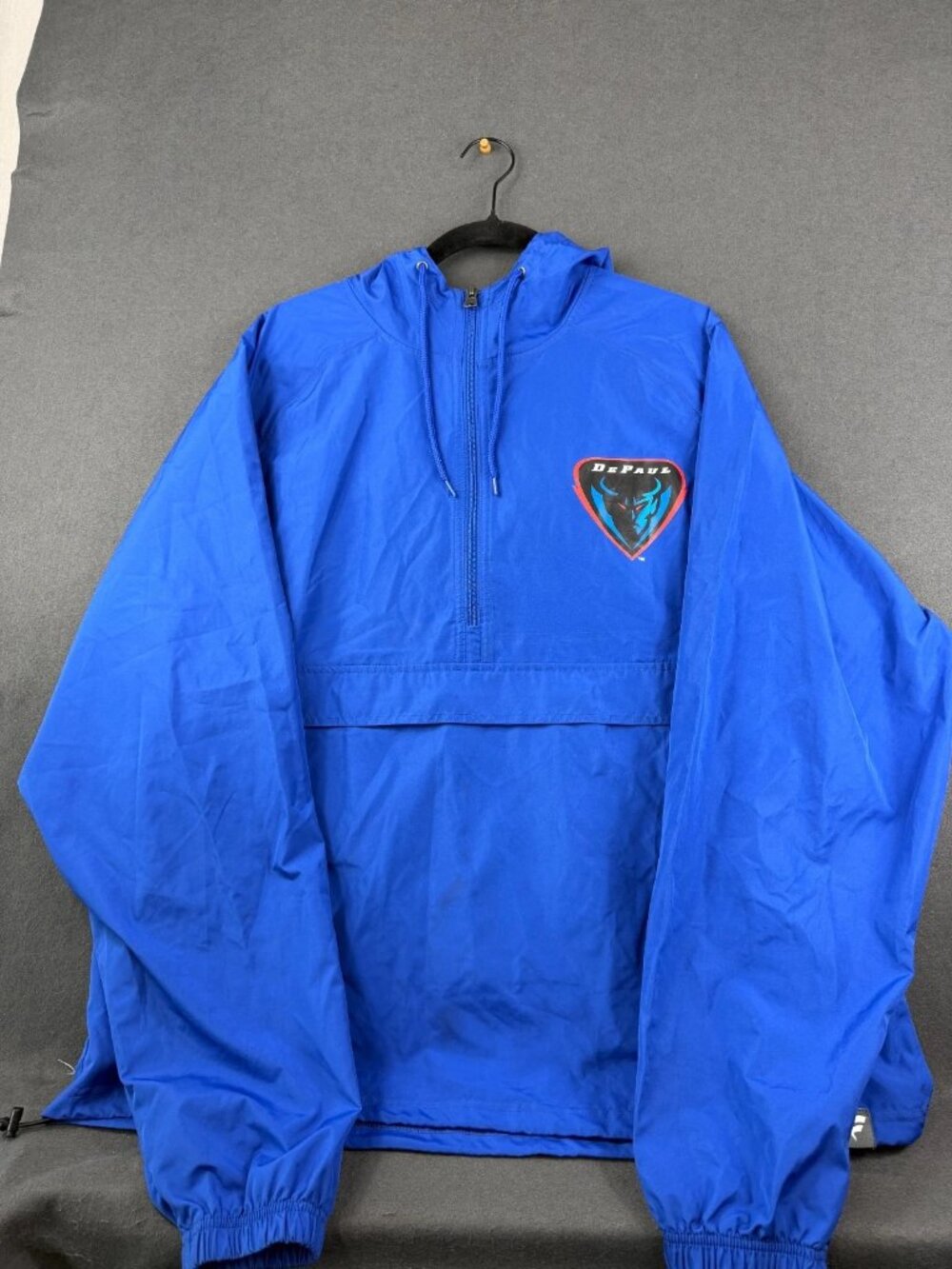 Vintage Fanatics Mens Blue Half Zip Anorak Jacket DePaul Demons Logo Outdoor XL
